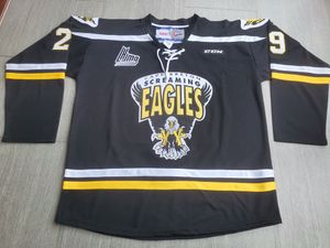 Maglie di hockey foto fisiche Cape Breton Screaming Eagles Black Marc-Andre Fleury Men Youth Women Dimensione del liceo S-6xl o qualsiasi nome e maglia numero