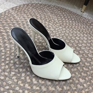 デザイナースリッパサンダルレディースのファッションシューズトップ品質の牛革モカシンシューズ9.5cm高さのヒールサンダルクラシックスリッパ工場靴