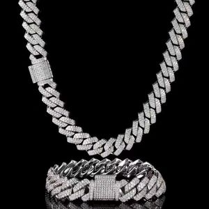 15 mm 18 mm da 19 mm hip hop sottile baguette di gioielletti di diamanti collana in argento sterling completamente vvs moissanite catena di collegamenti cubani di lusso 221k 221k