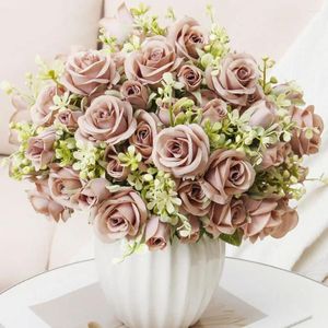 Dekorative Blumen Blumenarrangement Dekor Elegante künstliche Rosenstrauß für Home Office Tisch Kernstück Hochzeit realistische Kunst