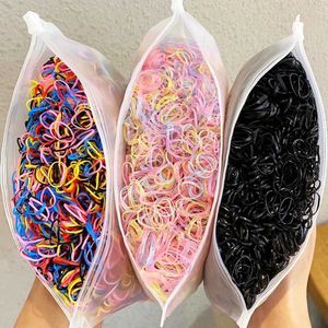 Hair Accessories 1000 pieces/pack cute girl colored ring disposable elastic hair band ponytail bracket rubber band childrens hair accessories d240520