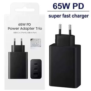 الساخنة بيع Cargador Tipo C Plug T6530 Type C Super Fast Charger Trio 65W PD Power Adapter لـ Samsung S24 S23U S22 S21