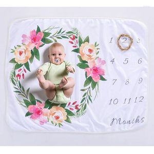 毛布幼児の赤ちゃんのマイルストーン毛布diy popographyの小道具生まれの花の手紙印刷毎月の成長76 102cm