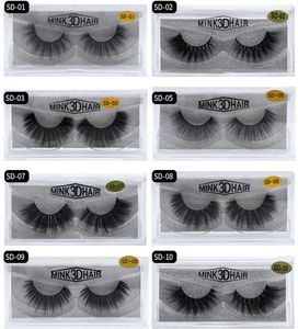 20 Style 3D Mink Hair Fake Eyelash 100 Thick Real Mink Hair False Eyelashes Natural Extension falska ögonfransar DHL 7052469