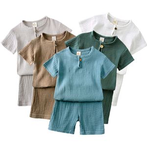2024 Essentials Kids Outfit 2 PCs in cotone neonati per bambini che set di abbigliamento per bambini che set top-shirt neonati+pantaloncini per bambini l2405 L2405
