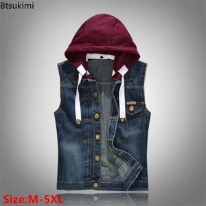 Giubbotti di denim da uomo più dimensioni slim sporcive con cappuccio con cappuccio con cappuccio cappotto di tendenza motoschessia da motociclisti