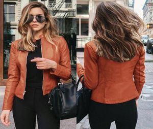 Women039s Leather Autumn Ladies PU Jacket Women Slim Casual Soft Moto Biker Faux Femme Coat Quality Basic Streetwear5267685