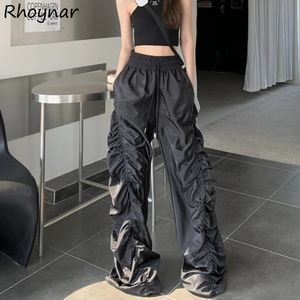 Pants Women Summer Cool Girls plisowane luźne wysokie elastyczne talia mopowe koreańskie w stylu zaprojektowane w stylu koreański