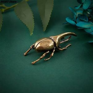 Brass Simulation Insects Figurines Miniatures Bugs Tea Pet Ornaments Flowerpot Decorations Copper Beetle Statue Decor Accesories 240518