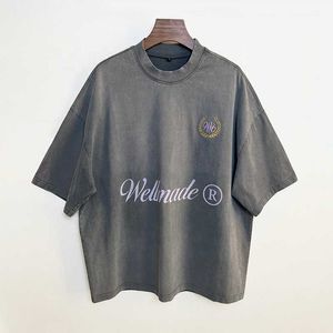 オーガニックコットンストリートウェアボクシーTシャツビンテージフェードボックスモックネックTシャツの男性250 GSM Tシャツ