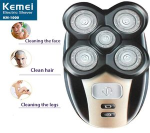 Barbeador elétrico kemei 5 cortador rotativo de limpeza de cabeça facial cabelos nariz Men039s Toalha de lavagem facial Multifuncional 5 em 17089585