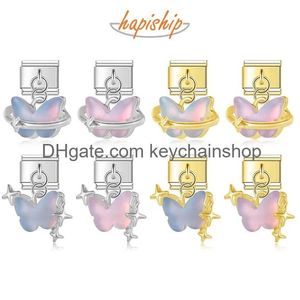 Charms Hapiship 2024 Женщины New Dream Butterfly Star итальянские ссылки подходят 9 мм браслеты из нержавеющей стали.