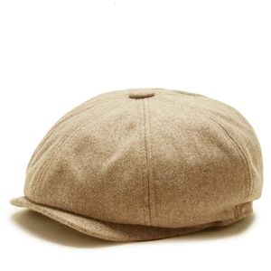 Zima wysokiej jakości wełniane mężczyźni ośmioboczne kapelusz panie moda sobo cap tata casaul beret elegancka bluszczowe czapki 240520