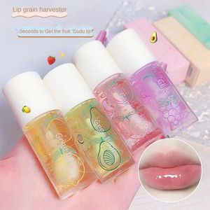 Lip Gloss Fruit Flavor 4 Colors Mirror Watery Lipstick Base Oil Hydrating Repair Dryness Fade Lines Makeup Cosmetics