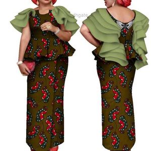 2021 afrikanische Frauenkleidung Rücken der Wellenkleidung Ankara Kleid elegantes afrikanisches Kleidung Temperament der Kleidung WY7643
