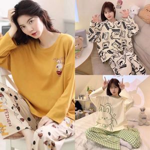 Women's Plus Size Pamas Spring and Autumn Korean New Comfortable Breathable Casual Home Fashionable Cute Cartoon Animal girl L2405