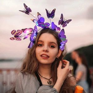 LED Toys Luminous LED Light Butterfly Charming pannband Bohemian Hair Clip Ring Colorful pannband Party Wedding Christmas S2452099 S245209