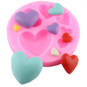 Baking Moulds 2pcs/lot 3D Heart Shape Chocolate Mould Handmade Soap Silicone Fondant Cake Tool DIY Bakery Supplies