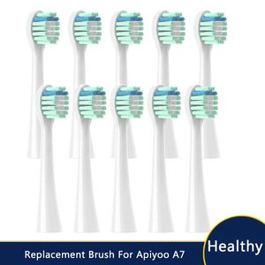 10PCS Type Replacement for Apiyoo A7 Toothbrush Heads Electric Tooth DuPont Soft Brush White Tooth Cleaning Head Nozzle 240509