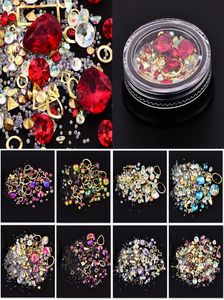 Mixed Colorful Acrylic Broken Glass Rhinestones For Nails Alloy Metal Frame DIY Nails Decor Manicure 3D Nail Art Decoration Gems2500352