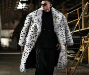 Men039s Fur Faux leopard print fur integrated man coat long suit collar imitation trend winter warm jacket 2209245611033