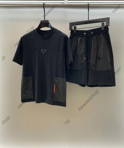 Summer Designer Mens Tracksuits Geometry Print T Shirts Luxury Sport Sport Dase Casual Cotton Men Shorts and T Shirt Black Set xxxl