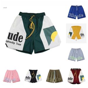 fashion sports shorts Rhude summer short beach pants mens high quality Pure cotton shorts streetwear loose size five-point basketball pants WPDG