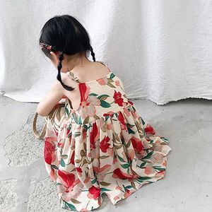 Girl's Dresses New Summer Girl Dress Cute Korean Flower Pendant Princess Party Dress Childrens Baby Childrens Clothing d240520