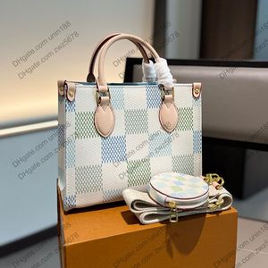 24SS Women Totes Luxurys Checkerboard Kontrast Purse Handväska Väskor Läder lera damer Damdesigners Messenger Travel Handväska Totes Pouch Cros