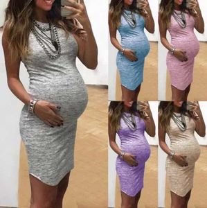 Maternity Dresses Pregnant womens clothing womens dresses sleeveless round necked maternity vests d240520