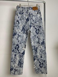 Luksusowe dżinsy z zużytymi dziurami dla mody mężczyzn męskie fioletowe