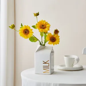Vasen Home Decor süße Milchkarton Vase für getrocknete Blume Nordic Style Wohnzimmer Tisch Ornament Keramik Arrangement Kunsthandwerk