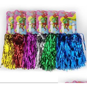 Sports Toys Metallic Foil Cheerleading Pom Poms Baton Baton Handheld Cheerleader Pompoms for Kids Dance Party Team Spirit torrendo Drop Deli Otgl2