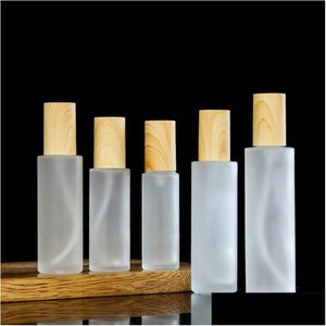 Packing Bottles Wholesale Frosted Glass Bottle Face Cream Jar Lotion Spray Pump Refillable Cosmetic Container 20Ml 30Ml 40Ml 50Ml 60Ml Dhsfn