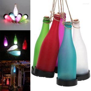 Decorative Figurines 2024 5Pcs/SET Solar Bottle Light Candle Flickering Lamp Glass LED Garden Decor