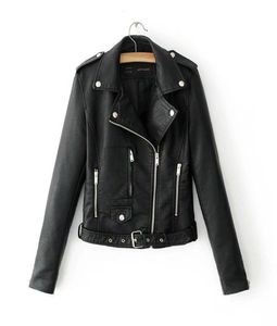 Women PU Leather Jacket Black Slim Cool Lady Female Faux Motorcycle Biker Jacket Zip Short Punk Femme Outwear CoatJ Plus Size7055474