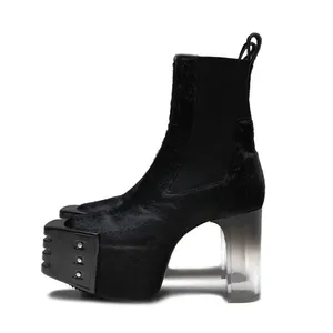 Factory Customized Handmade Transparent Sole Kiss Fur Boots