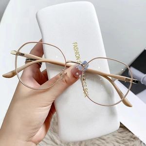 Óculos de sol Estilo coreano Round Reading Glasses Computer Frame Alloy Mulheres prebyopia Anti -Blue Light Spectacles Opyeglasses 0 1.5 2 2.5 3