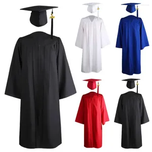 Kläderuppsättningar 1 Set Pretty Academic Costume Solid Color Clow with Hat 2024 Unisex Adults Graduation Dressing Up