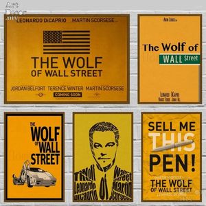 Наклейки на стенах The Wolf of Street Classic Movie Retro Kraft Paper Poster для домашнего искусства.