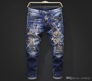 Men039s 2021 top luxury designer jeans tight classic diesel car Square jeans rock Renaissance men039s jeans rock revival bik3914599