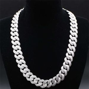 Partihandel guldpläterad isad ut prong miami kubansk länkkedja 10mm 14mm 19mm hiphop halsband män smycken anpassad moissanit