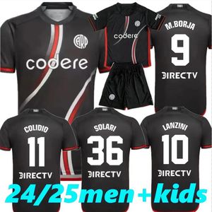 Новый 2024 River Plate Третья футбольная майка Black 24 25 Black M Borja Lanzini Colidio Solari для взрослых детских детских набор футбольные рубашки версия игрока