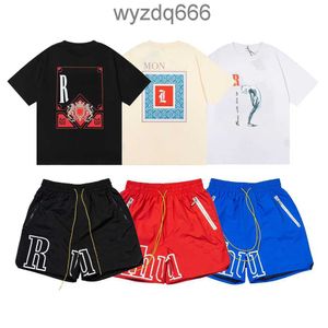 Mens Shorts T Shirt Tracksuits Designer Printing Letter Black White Grey Rainbow Color Summer Mode Cotton Cord Top Short Sleeve Size S M L XL L16E OXTD