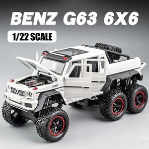 Modello Diecast auto Mercedes Benz AMG G63 6x6 1/22 Veicolo fuoristrada di grandi dimensioni SUV Modello modello di simulazione di simulazione Diecast Toys Light Auto Gifts Y240520SRBB