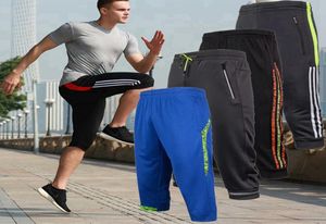 2019 Men Soccer Training Pants Joggings Football Cropped 34 Pant Men Sports Running Fitness Trousers Zip pocket Sweatpants C10312659576