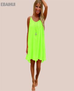 EBAIHUI NOWOŚĆ moda seksowna swobodna sukienki Kobiety Summer Sleveveless Evening Party Sukienka na plażę Krótka szyfonowa mini sukienka Boho Womens Clo7380503