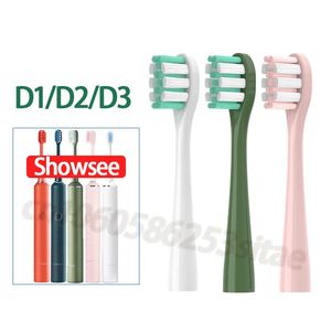 Showsee Electric Toothbrush Replacement Brush Heads for D1/D2/D3 Smart Brush Heads DuPont Nozzles With Caps Soft Bristle Nozzles 240509