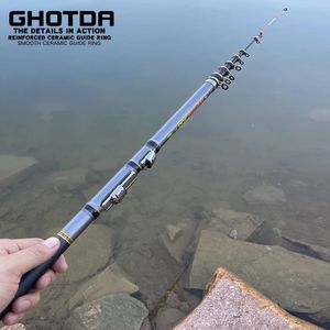 15M30M Short Rock Fishing Rod Carbon Fiber Spinning Pole Super Hard Tone Mini Telescopic Rods for Boat 240514