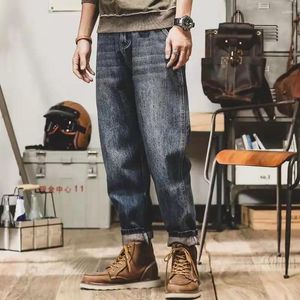 Jeans maschile foufurieux 2024 primavera autunno americano retrò sciolto di pantaloni angosciati per uomini estetici.